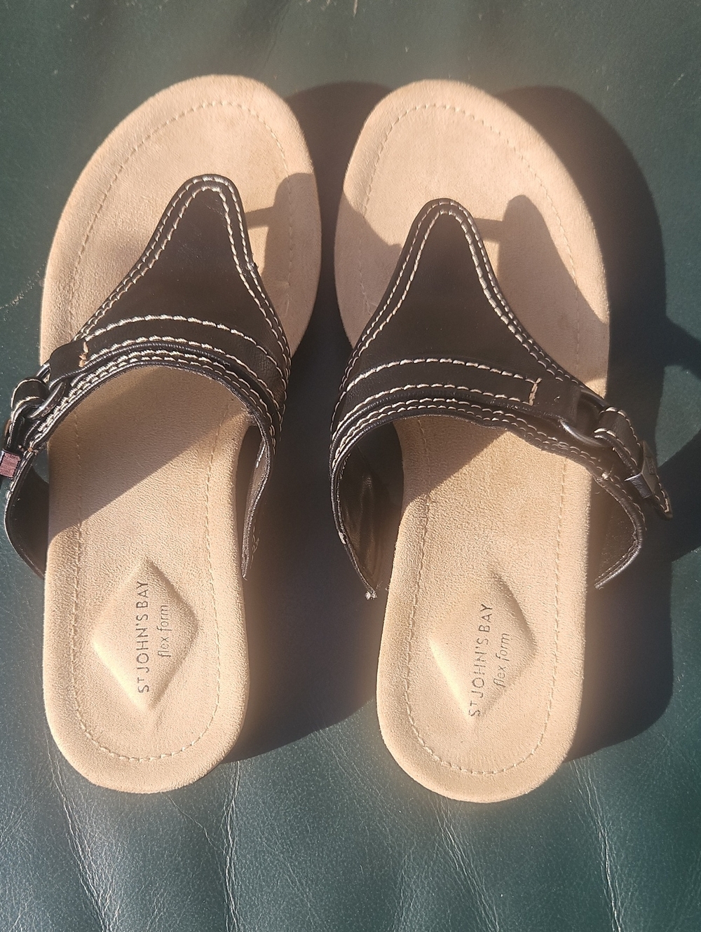St. John's Bay Black and Beige Thong Sandals
